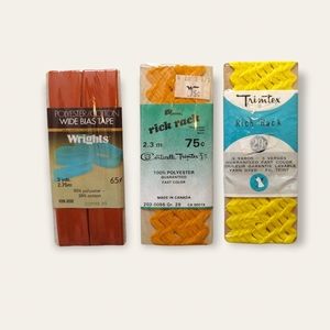 Vtg Yellow Treads Rick Racks Copper Bias Tape 🧵🌴